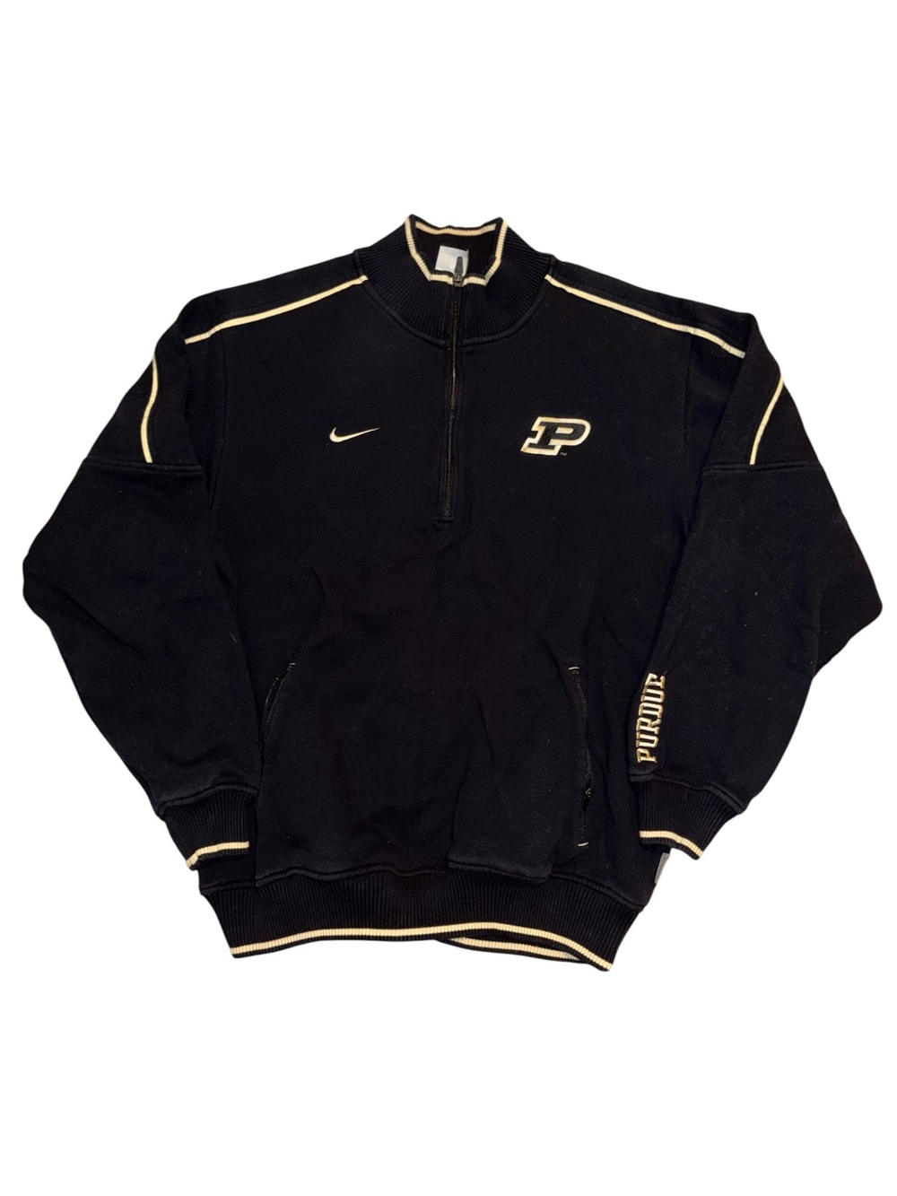 Nike Purdue Black Quarter-Zip Pullover with Gold Accents Size Large